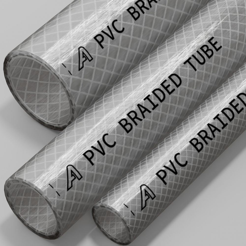 Au. 32mm ID 1 Metre Length Clear Braided PVC Hose With Synthetic Reinforment 