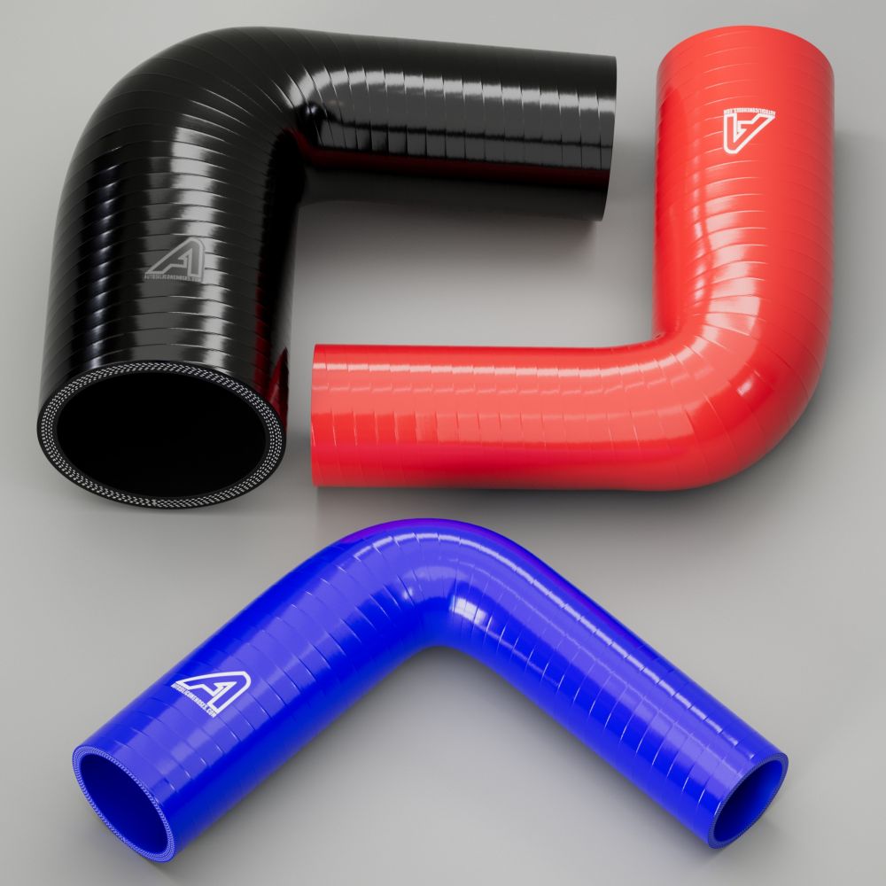 60mm ID Red 90 Degree Silicone Elbow Reducing Hose AutoSiliconeHoses 70mm 