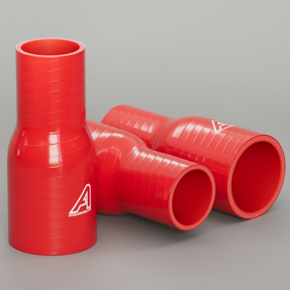 76mm > 55mm Silicone Hose Straight Reducer Red