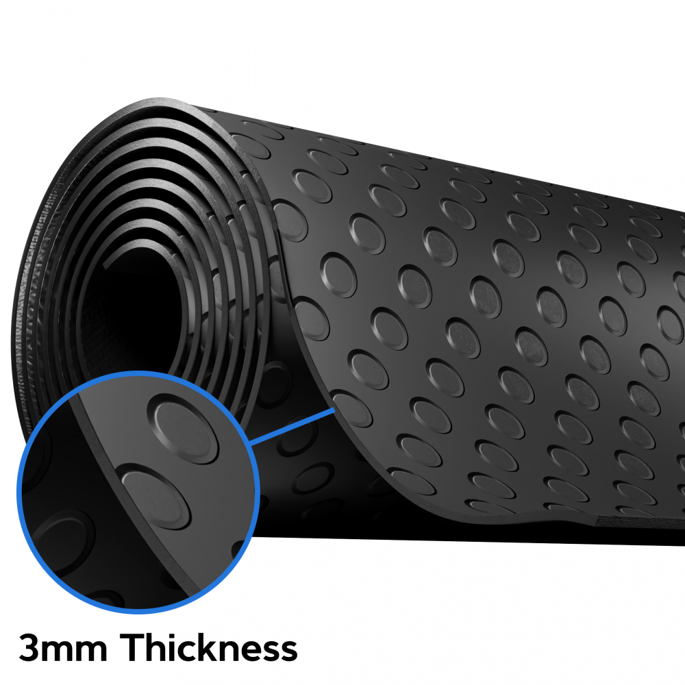 Coin Rubber Garage Floor Mat Non-Slip - 3mm Thick Roll Black